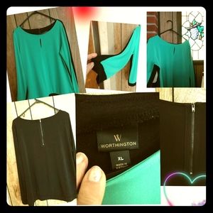 "Women's Long-sleeved Turquoise Top"- Worthington